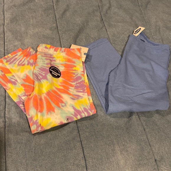 New NWT girls Arizona tye dye leggings and old navy cropped leggings blue 10-12 - Picture 1 of 3